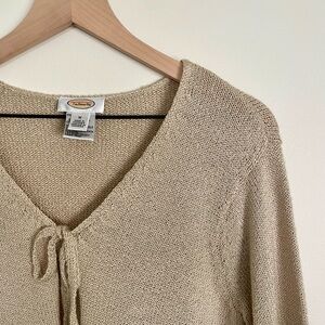 Talbots beige tie front long sleeve sweater. Near perfect condition.